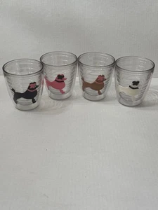 Seltenes Vintage Tervis Becher Set 4 Filz 50er Jahre Stil Filzpudel Strass Augen - Bild 1 von 12