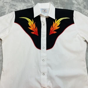 Vintage Ely Country Charmers Shirt Damen S weiß Western Perlen Druckknopf Rockabilly - Bild 1 von 6