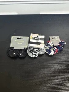 3er Pack Scrunchies Haargummis schwarz grau dunkelblau, Einheitsgröße - Bild 1 von 4