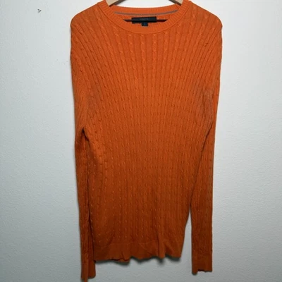 VTG Express Men Silk Cashmere Cable Knit Sweater XL Orange Preppy Heritage luxur - Image 1 of 4