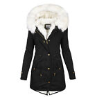 Women Hooded Jacket Parka Outwear Winter Coat Pockets Warm Zipper Thick Overcoat