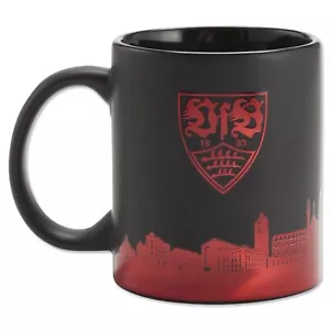 Tasse Becher VfB Stuttgart Skyline, Rot-Schwarz Metallic 0,3l Keramik Kaffee Tee - Bild 1 von 2