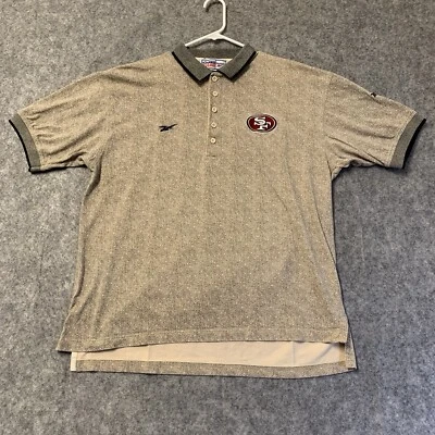 Camisa polo vintage Reebok Pro Line 49ers para hombre XL bronceada geométrica manga corta Foto 1 de 4