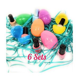 Ensemble de vernis à ongles Happy Easter pour femmes et filles - 6 œufs remplis avec mini vernis