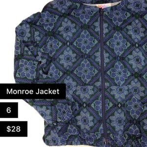 Lularoe Kids Monroe Zip Front Long Sleeve Pocket Jacket 6 NWT Blue Purple - Picture 1 of 1
