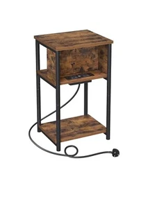 Side Table with Charging Station, Bedside Table with 2AC outlet Charging Station - Picture 1 of 9