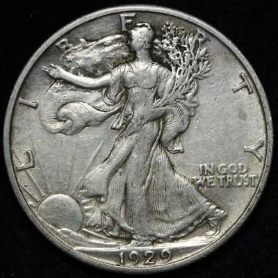 1929-S Walking Liberty Silver Half Dollar AU E324 VOHT - Image 1 of 2