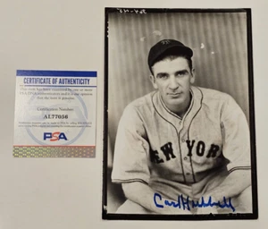 Rare CARL HUBBELL Signed 5x7 George Burke Photo-HOF-NEW YORK GIANTS-PSA - Picture 1 of 6