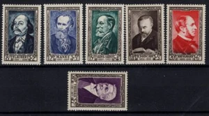 France 1952 Yvert 930-935 Celebrities Mint Full Gum Light Hinged CV €60 Lot 195 - Picture 1 of 2