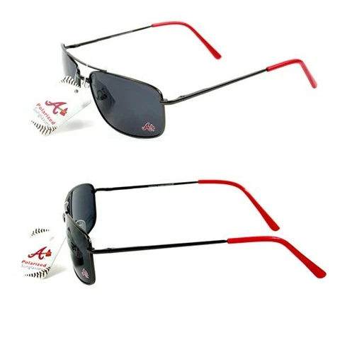 TWO PAIRATLANTA BRAVES, POLARIZED, PROTECTIVE, GUNMETAL AVAITOR SUNGLASSES Cover