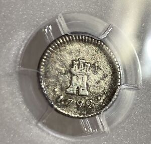 1792 Chile 1/4 REALES Silver  COIN CALICO-187 RARE TYPE PCGS VF