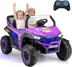 2 Seater Kids Ride On Car 12V Electric UTV With Remote Music Purple Toy NEW - Picture 1 of 16