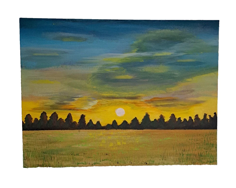 "Sunset on the Prairie", Painting, Décor, Unframed, Size 16in x 12in - Image 1 of 1