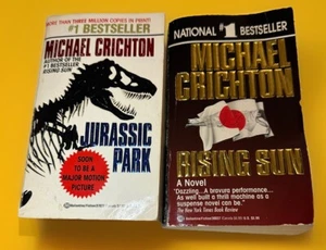 Lot Of 2 Vintage Paperback Books Michael Crichton Jurassic Park & Rising Sun - Picture 1 of 1