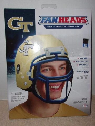 JAKKS FANHEADS NCAA GEORGIA TECH YELLOW JACKETS  PARTY HELMET ADUSTIBLE NIB Cover