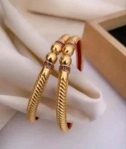 Women Fashion Wedding Bridal Temple Jewlry Bollywood Gold Plated Bangle Bracelet - Picture 1 of 4