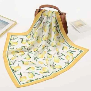 Lemon Print Scarf Headwrap Purse Hair Accessory - Picture 1 of 4