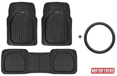 All Weather Floor Mats + Leather Steering Wheel Cover Set by Motor Trend - Image 1 of 4