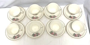 Harker Pottery Co. TEA CUPS & SAUCERS PINK ROSE - Picture 1 of 7