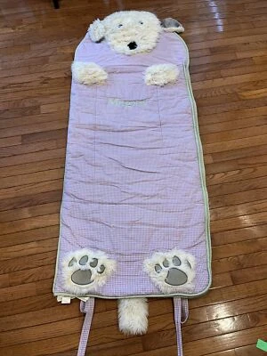 Pottery Barn Kids Shaggy Head Puppy Sleeping Bag Purple Megan Monogrammed - Image 1 of 4