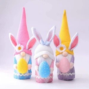 3 PCS Easter Bunny Gnome Plush Figurine Table Gnomes Decor Easter Gifts Present - Picture 1 of 5