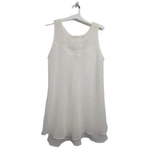 Vintage Victoria’s Secret 90s Ivory Sheer Beaded Sleeveless Chemise Slip Size L - Picture 1 of 7