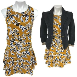 C&E Vestido Blazer Mujer XS Lote Amarillo Floral Sin Mangas Oficina Trabajo Iglesia Fecha - Imagen 1 de 13
