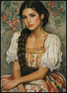 Mexican Lady - Counted Cross Stitch Patterns - Color & BW Symbols - Picture 1 of 2