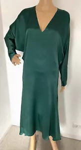 Lanvin Luxus Satin Midikleid Kleid Smaragdgrün Gr. 38 DE / 40 FR - Bild 1 von 14