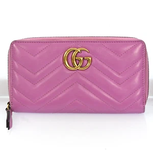 GUCCI GG Marmont Round Zipper Long Wallet Pink J3139CT705 - Picture 1 of 21