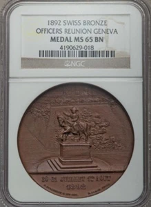 Switzerland (Geneva) - 1892 Officers' Reunion Medal / NGC MS-65 BN - Picture 1 of 2