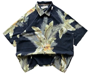 Camisa Tommy Bahama 100% Seda Hawaiana Botón L Floral Playa Verano Negra Para Hombres - Imagen 1 de 7
