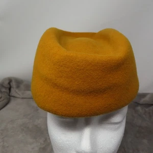 Vintage Bollman Hat Wool Felt Pretty Fascinator Wedding Pillbox Classic Mustard - Picture 1 of 10
