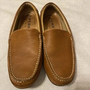 Sperry Men’s Sz 8 Top Sider Slip On Leather Brown Boat Driving Shoes - Picture 1 of 9