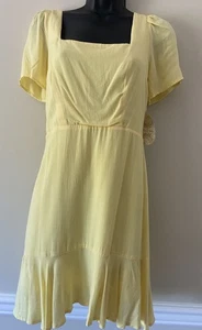 Alter'd State XS Yellow Summer Square Neck Short Sleeve Mini Dress New W/ Tags - Picture 1 of 6