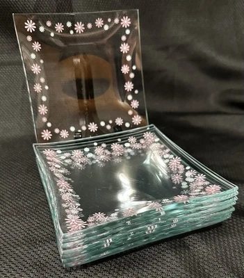 Pampered Chef 6” Daisy Dessert Glass Appetizer/ Snack Plates~Set Of 8~Retired - Image 1 of 4