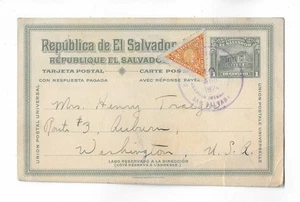 El Salvador 1924 1c Postkarte erhöht in die USA - Bild 1 von 2