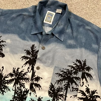 Vintage Ocean Current Hawaiian Button Shirt Mens Large Beachcore VSCO Palm Trees - Image 1 of 4