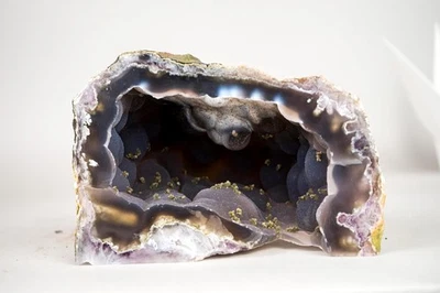 Rare Botryoidal Chalcedony Geode with Natural Green Celadonite Inclusions 11 Lb. - Image 1 of 4