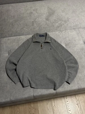 Vintage Polo Ralph Lauren OldMoney Style Gray 1/3 sweatshirt sweater Pullover L - Image 1 of 4