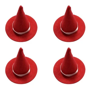4pcs Mini Felt Witch Hats Handmade Wine Bottle Decor for Halloween DIY Hair - Picture 1 of 12
