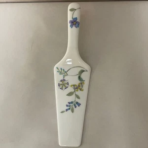 Vintage Ceramic 10" Cake Pie Server Florals on White Japan - Picture 1 of 5