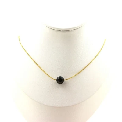 Halskette Mit Einer Smaragdperle Aus Sambia 8 Mm Kette Aus Vergoldetem Edelstahl - Bild 1 von 3