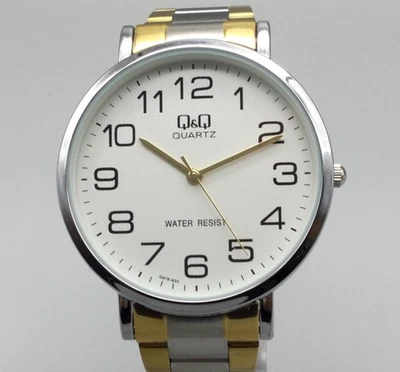 Q&Q Watch Mens 40mm Gold Silver Two Tone Stainless Steel White Dial 9.25" b - Image 1 of 4