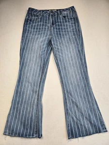Rock & Roll Denim High Rise Striped Flare Leg Trouser Jeans W33 L32 Blue - Picture 1 of 7