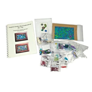 English Garden Bead Embroidered Box Top Kit from Workshop | Carolyn Sherman RARE - Picture 1 of 10