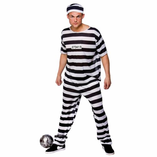 Prison Break Convict Prisoner Mens Fancy Dress Costume