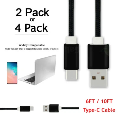 6/10 FT Braided Type C Fast Charging Cable USB-C Rapid Cord Power Charger Charge - Image 1 of 4