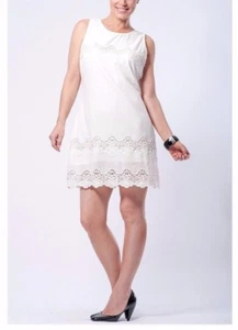 Women's White Jubilee Lace Trim Cotton Summer Beach Day Dress **NEW - Picture 1 of 6