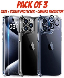 Case For iPhone 15 14 Pro Max Plus 13 11 12 7 8 XR Clear Shockproof Phone Cover - Picture 1 of 10